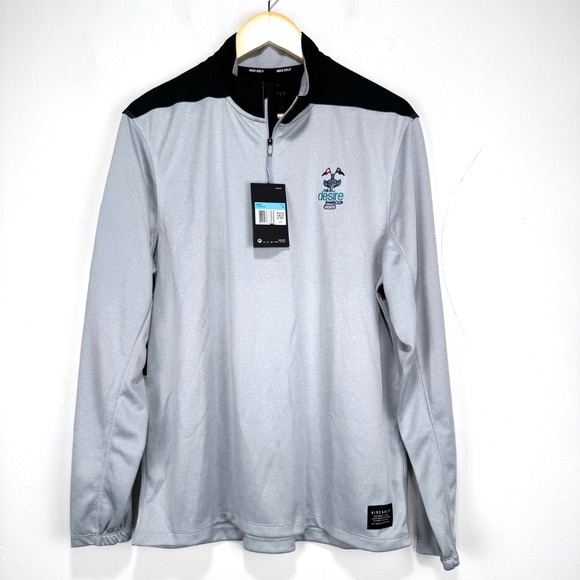 Nike Dry Core Half Zip Cover‎ Up Pullover Men Medium Gray Black Dri-Fit Golf - Picture 1 of 11